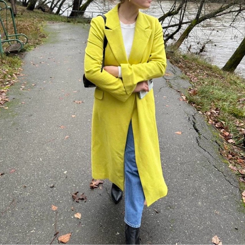Anthropologie Bright Yellow Trench Coat